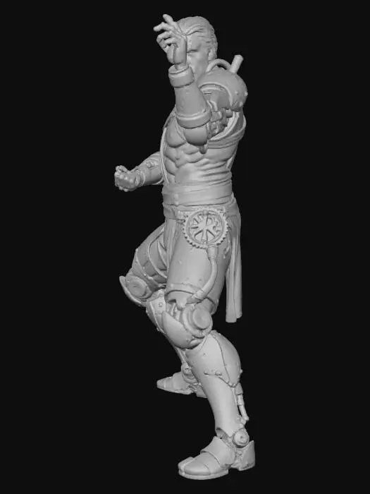 3D model for a cyborg fighter, done in the style of Davinci