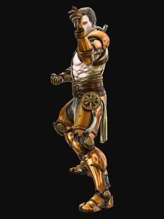 3D model for a cyborg fighter, done in the style of Davinci