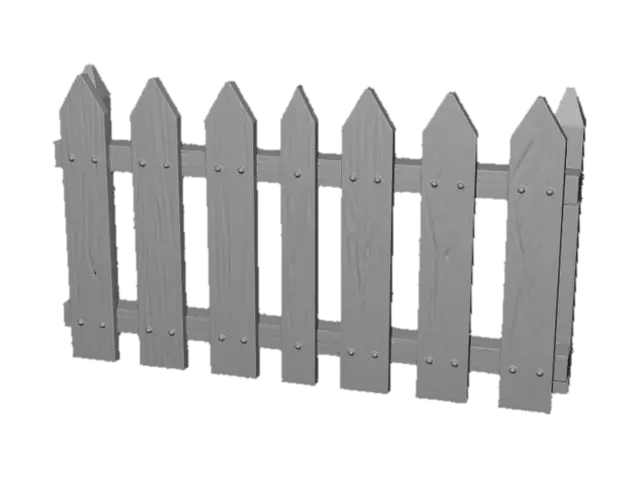 3D model for Weathered White Picket Fence