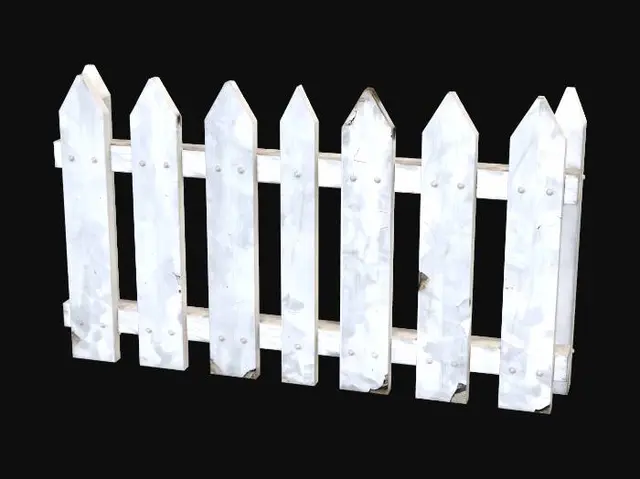 3D model for Weathered White Picket Fence