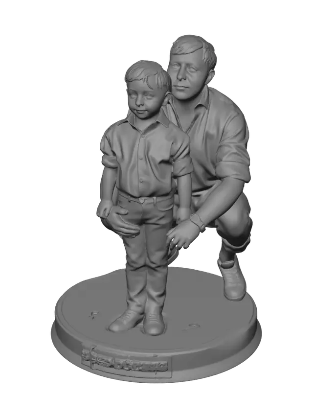 3D model for Two People in Matching Checkered Shirts