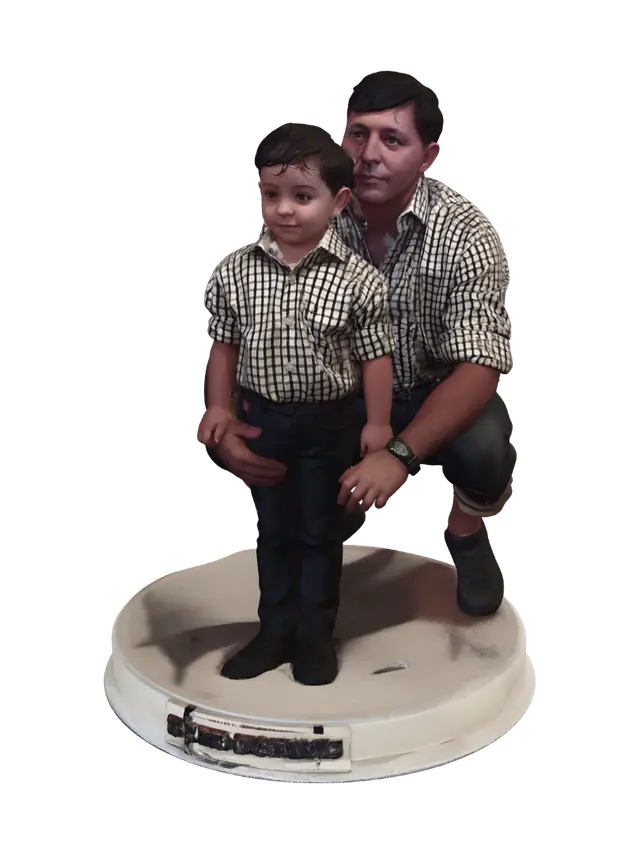 3D model for Two People in Matching Checkered Shirts