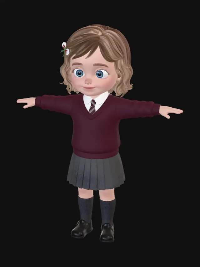 3D model for Little Student with Open Arms