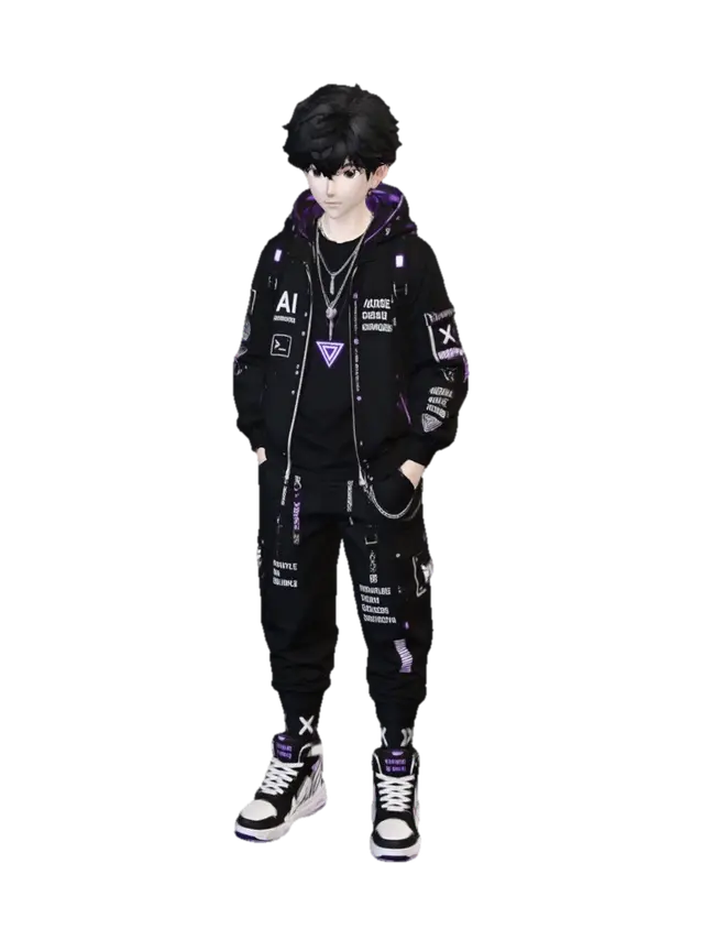 Neon Code Conqueror 3D model, vytvořený pomocí AI