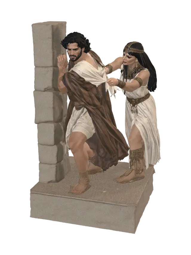 Joseph and Potiphar’s Wife 3D model, vytvořený pomocí AI