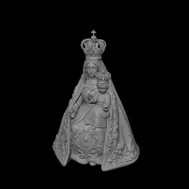 3D model for Crowned Virgin and Child