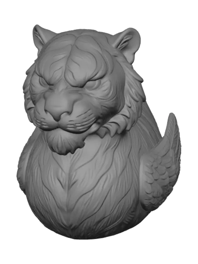 3D model for the picture below is perfect but make the tiger ducks wings more defined on his side and remove the opened wings
