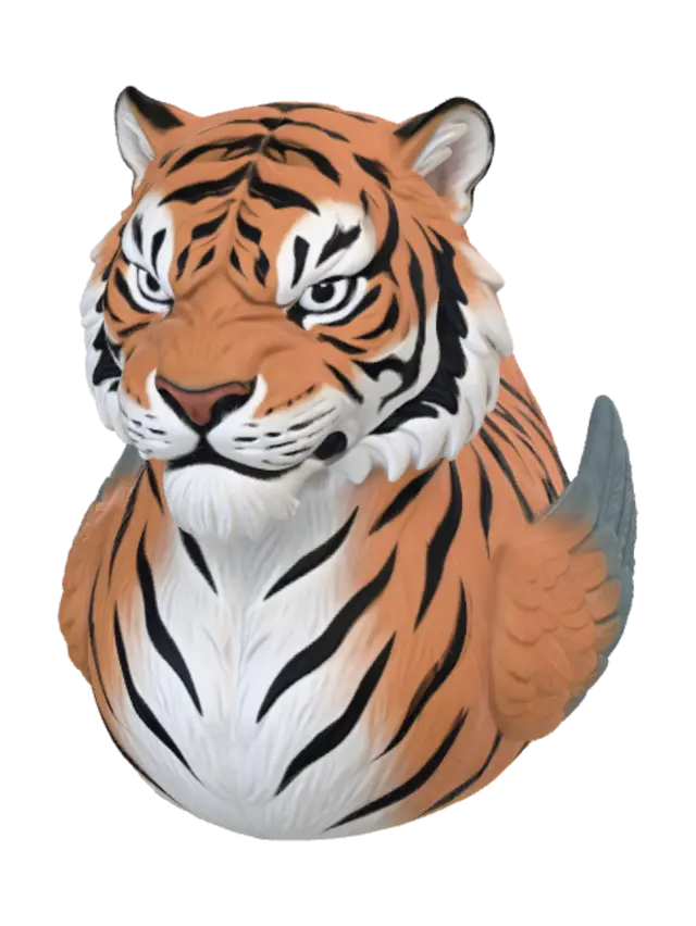 3D model for the picture below is perfect but make the tiger ducks wings more defined on his side and remove the opened wings