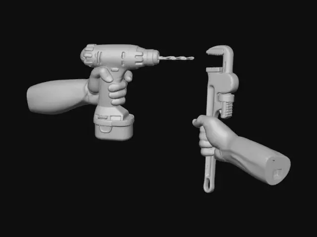 3D model for Drill and Pipe Wrench Duel
