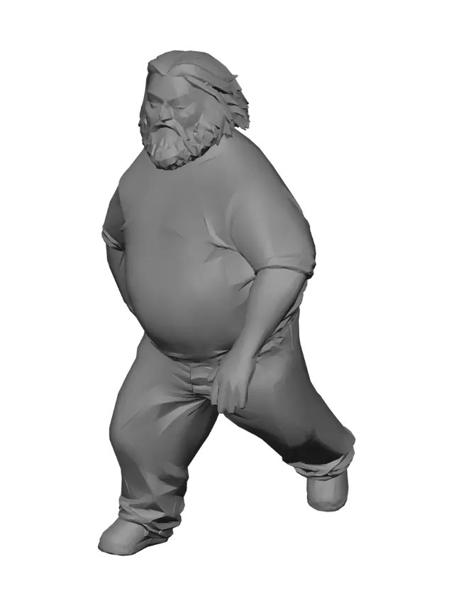 3D model for Bearded Man in Teal T-Shirt