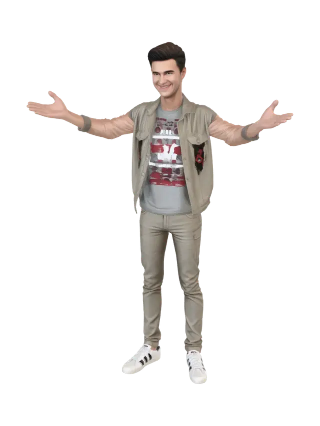 3D model for у нас должен быть человек обычный с штанами карго и футболкой Россия и красоввки Абибас