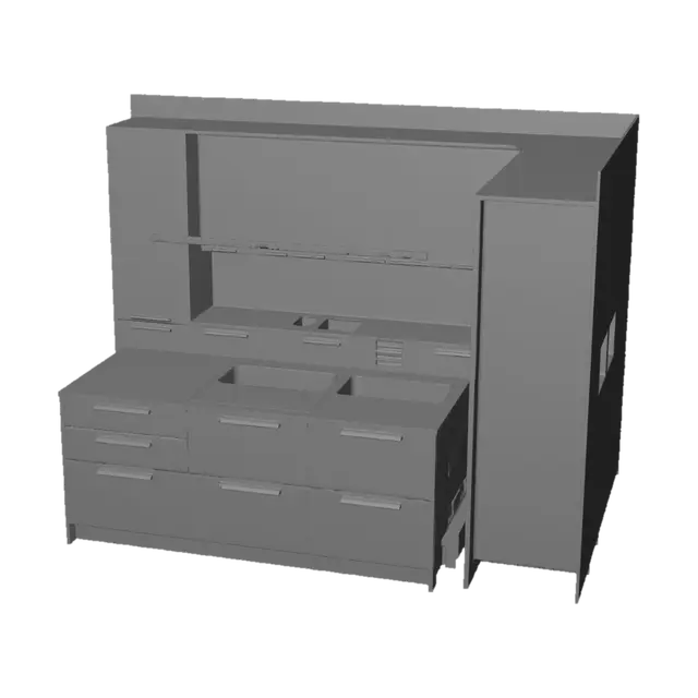 3D model for Contemporary Oak Kitchen with Island