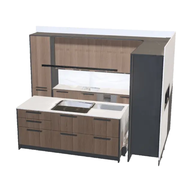 3D model for Contemporary Oak Kitchen with Island