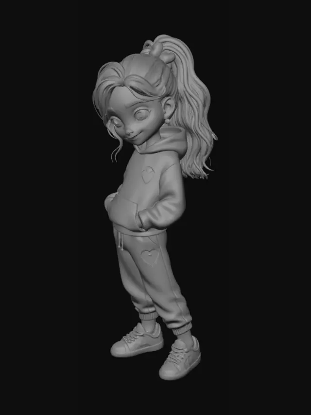 3D model for Pink Heart Hoodie Girl