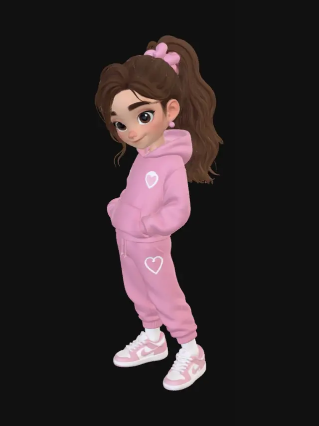 3D model for Pink Heart Hoodie Girl