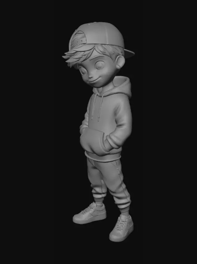 3D model for Cool Kid in a Red Hoodie