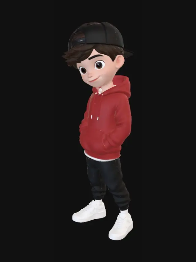 3D model for Cool Kid in a Red Hoodie