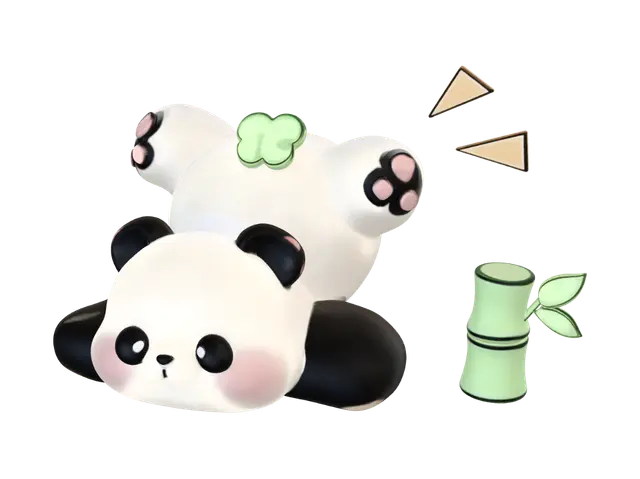 3D model for Cute Panda Duo