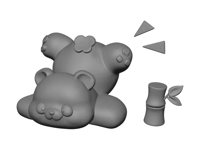3D model for Cute Panda Duo