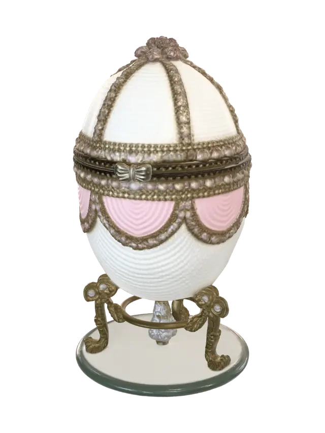 Bejeweled Fabergé-inspired Egg on Ornate Stand - Faberge 3D model, vytvořený pomocí AI