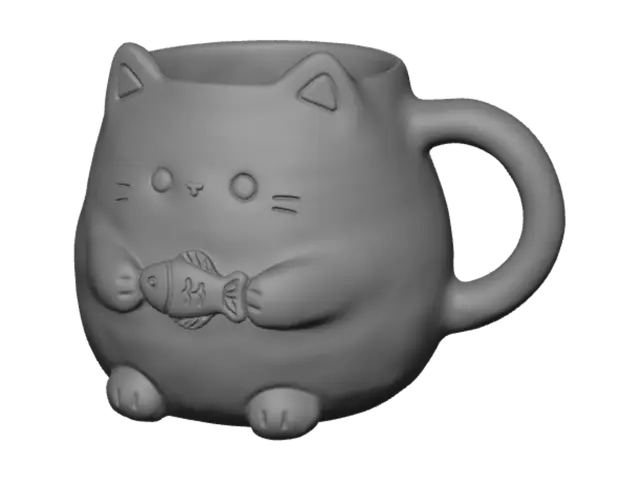 3D model for Calico Cat Mug with Fish