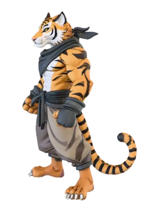Proud Pugilist Tora #anthropomorphic# 3D model, vytvořený pomocí AI