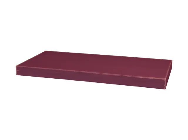 3D model for Using the same art style, wood texture and dark red-purple color palette as this reference spiral staircase, create a single isolated wooden stair tread plank/step (one flat rectangular wood plank, slightly worn painted texture, matching the look of one step from the staircase), isometric view, standalone on a clean plain white background, no other props, no supports attached.