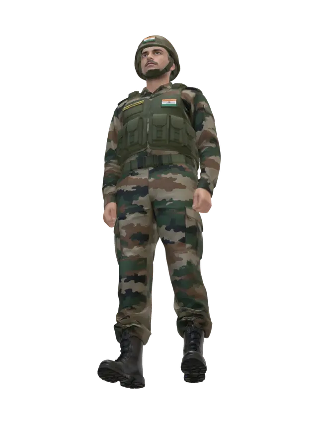 3D model for Indian Army Soldier in Camouflage Uniform