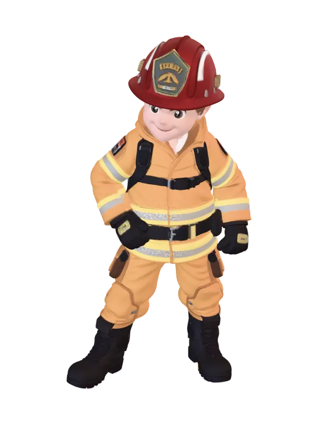 Fireman - Determined 3D model, vytvořený pomocí AI