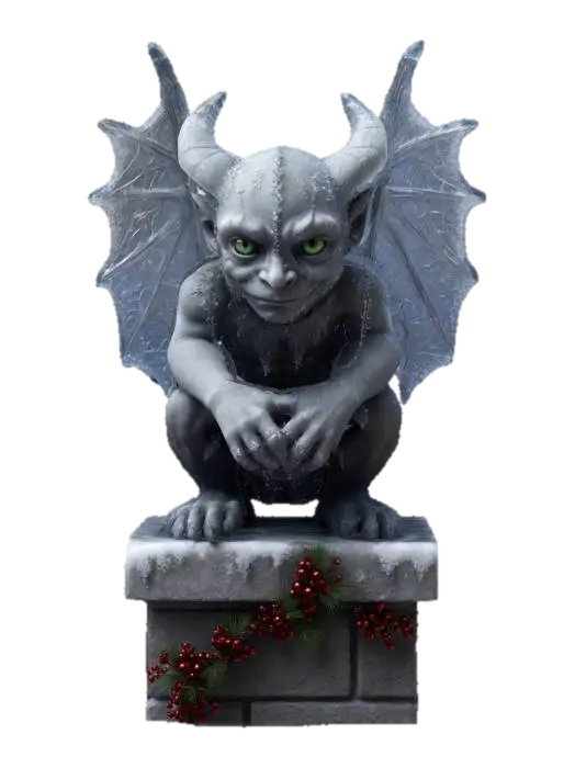 An ornate gothic style gargoyle boy, but made of smoothed ice crystal and coursing from… 3D model, AI generated