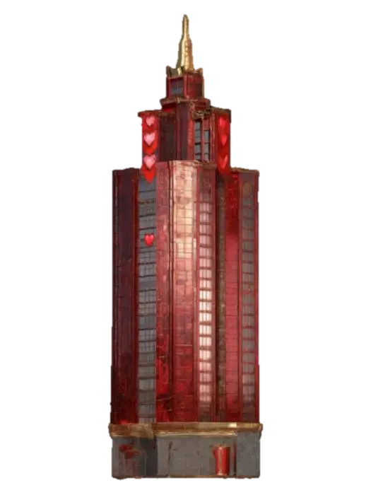 A High-rise ラブホテル Tower, with a kaiju theme. 8k textures, all sides match well.… - Hotel 3D model, vytvořený pomocí AI