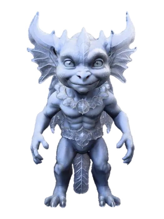 3D model for create a life-size ornate gothic style young gargoyle boy, but made of smoothed ice crystal and coursing from within with the power of Winter. he is standing guard in front of a door decorated with Winter garland. vivid Solstice colorization, NVIDIA OptiX, Daz3D, Renderocity, Ray Traced, rough textures, deeply carved detail, highest quality, highest resolution, insane detailed, z-brush, v-ray, Meshy masterpiece, prize winning,