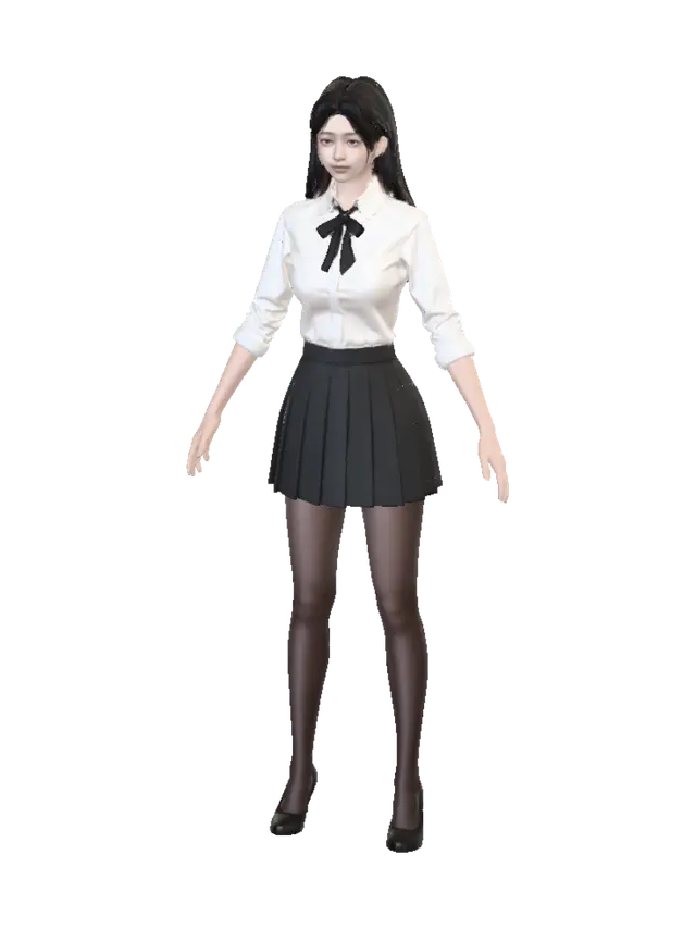 3D model for Elegant School Uniform