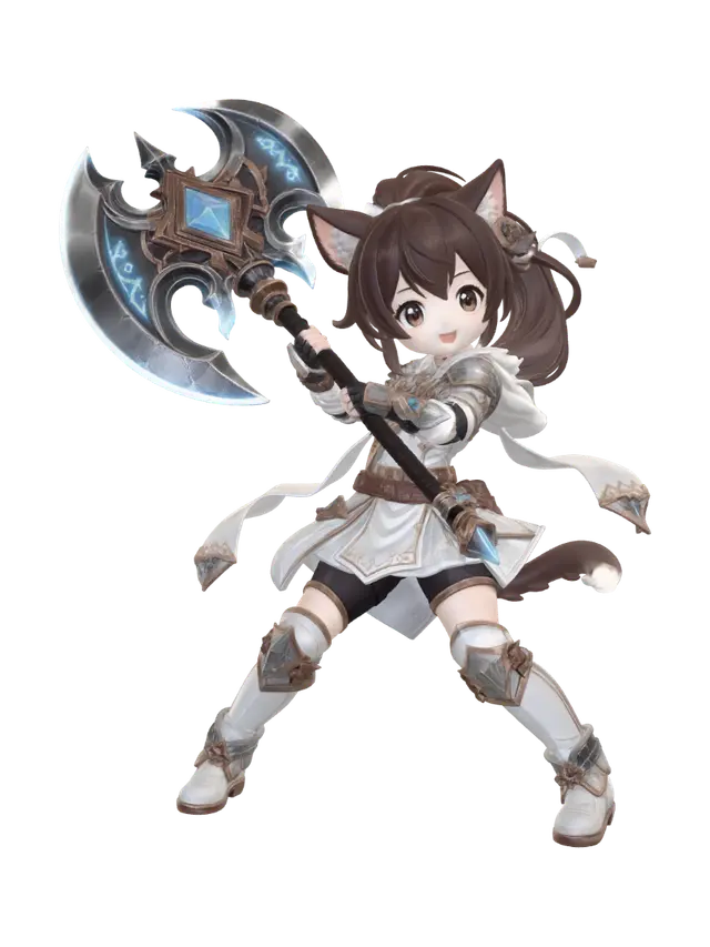 Azure Axewielder - Animegirl 3D model, vytvořený pomocí AI