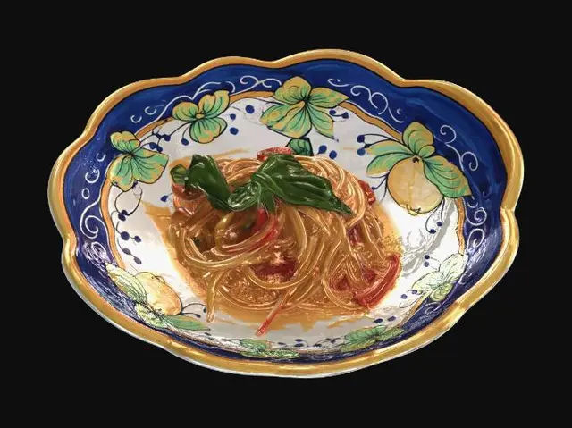 3D model for Spaghetti al Pomodoro on a Hand-Painted Ceramic Plate