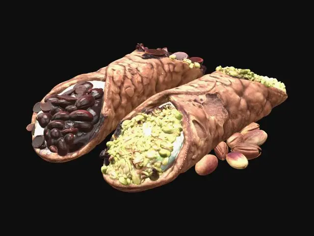3D model for Cannoli with pistachio and chocolate chips