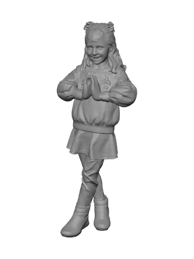 3D model for Girl with nice namasthe pose and nice cute look and hair
