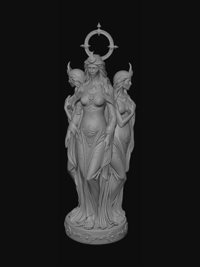 3D model for create a statue of a wiccan triple goddess