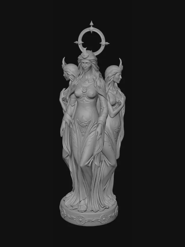 3D model for create a statue of a wiccan triple goddess