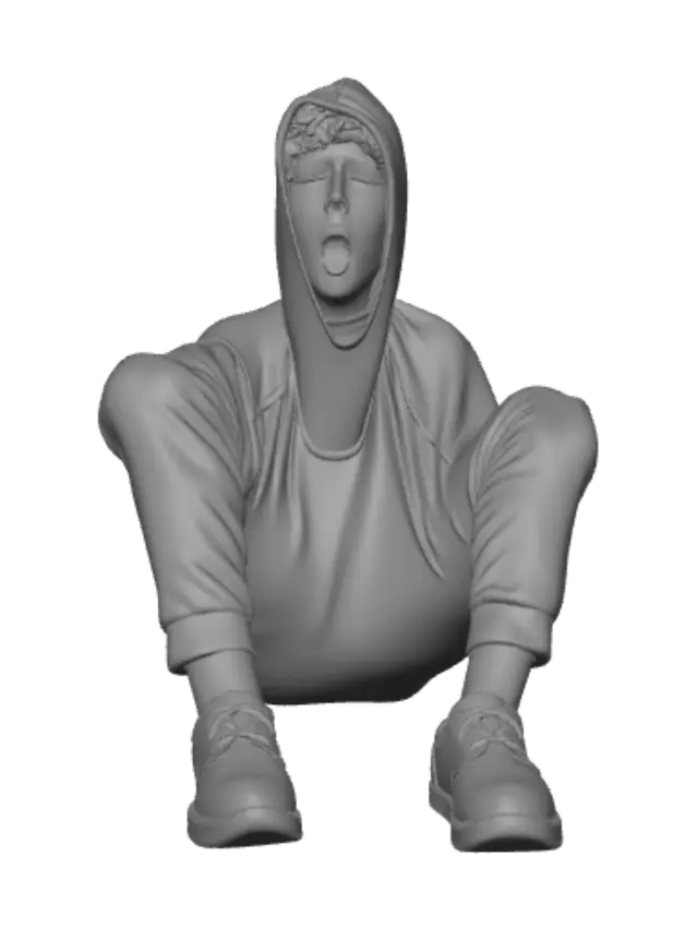 3D model for Yawning Student in a Pink Hoodie