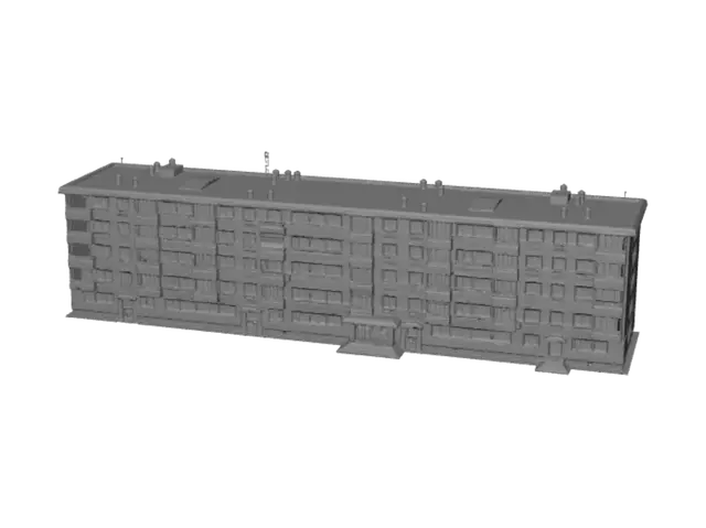 3D model for Snowy Brick Apartment Block