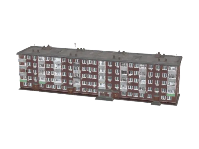 3D model for Snowy Brick Apartment Block