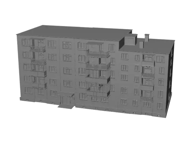 3D model for Dilapidated brick apartment building