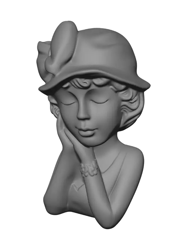 3D model for Contemplative garden girl statue