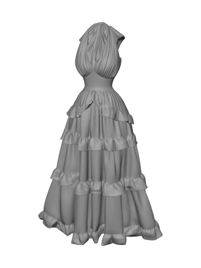 3D model for Ivory Tiered Lace Wedding Dress