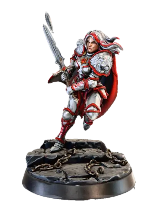 D&D miniature of a sexy female human paladin, athletic and curvaceous build,… - Greatsword 3D model, vytvořený pomocí AI