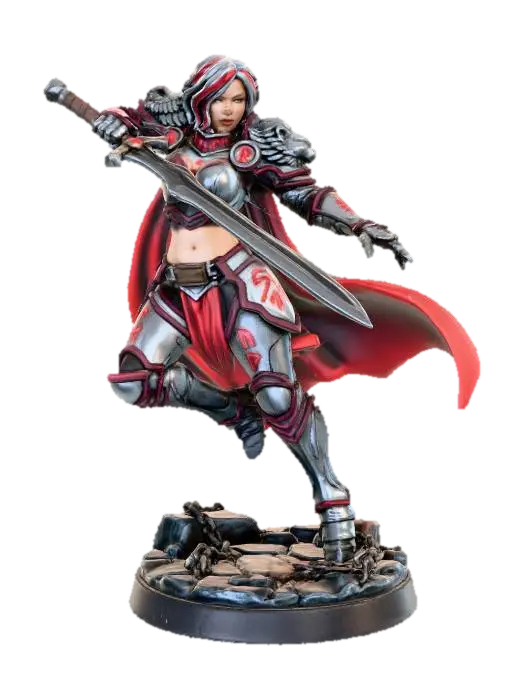 D&D miniature of a sexy female human paladin, athletic and curvaceous build,… - Greatsword 3D model, vytvořený pomocí AI