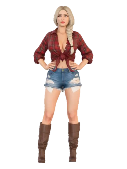 Farmer girk - Country 3D model, vytvořený pomocí AI