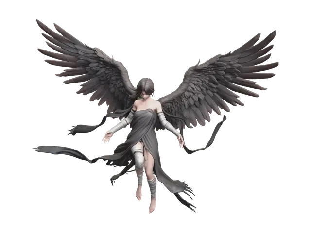 Low-Poly Fallenangel - Angels 3D model, vytvořený pomocí AI