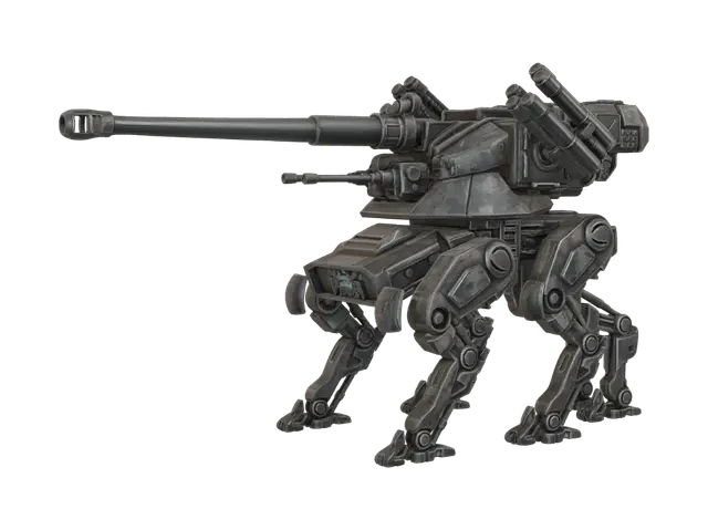 Model 3D Quad Cannon Walker, dijana oleh AI